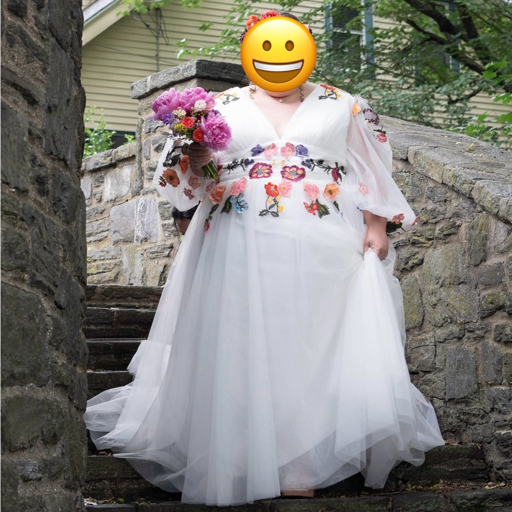 Floral Tulle Wedding Dress Plus Size Bridal